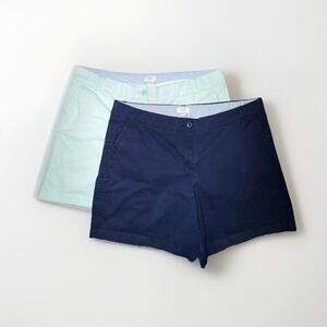 crown & ivy Women's Navy and Mint Cargo Shorts Pair
